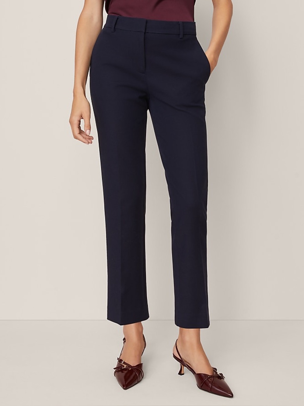 Ann Taylor Eva Ankle Pant Curvy Fit 4 Navy Blue